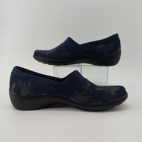 Clarks Cora Heather Interest Camo Navy Blue Loafers Size 8 - Picture 5 of 13